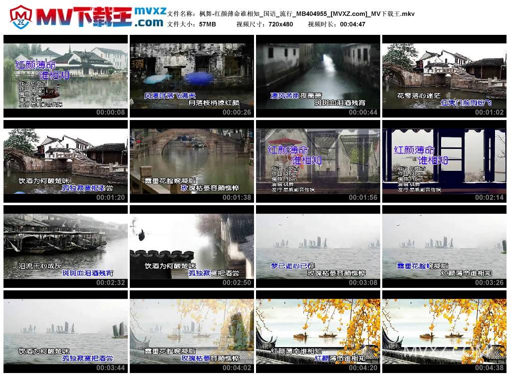 枫舞-红颜薄命谁相知_国语_流行_MB404955